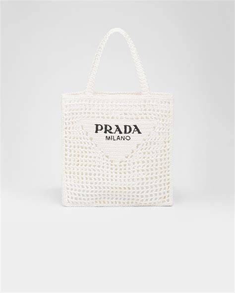 prada milano crochet tote bag|prada nylon shopper tote.